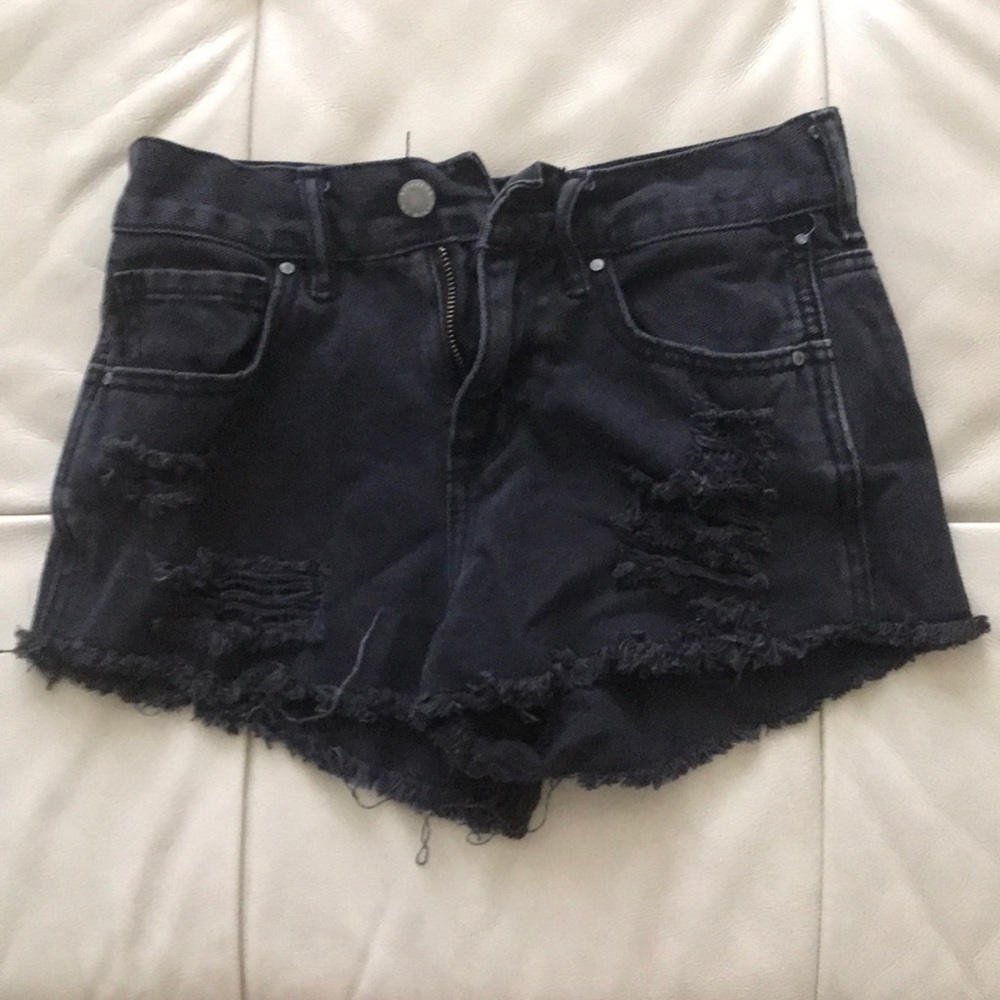 Pacsun Black Distressed High Rise Denim Shorts